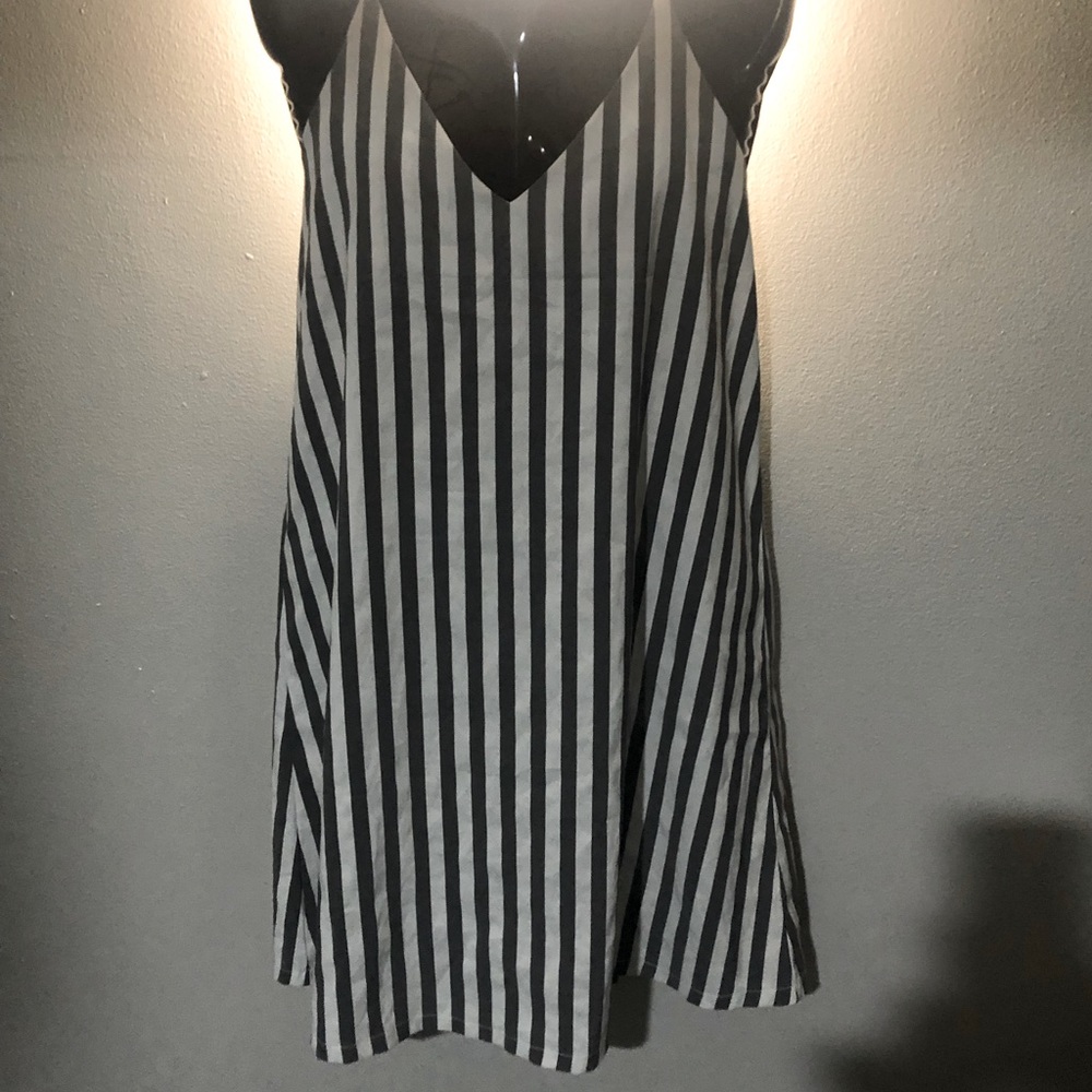 Large grey and white striped dress. NWOT
